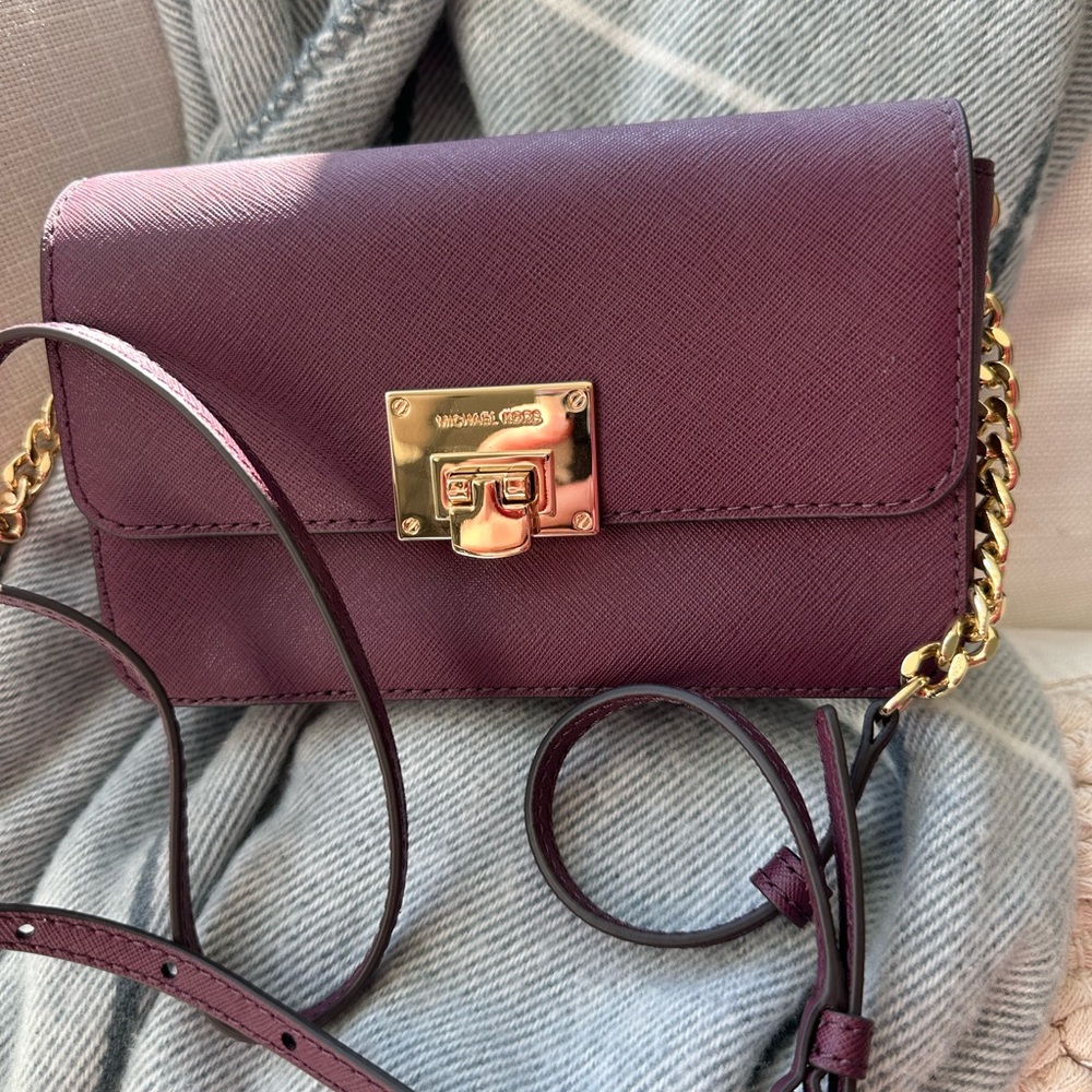 Michael Kors Plum Crossbody Bag with Gold Accents